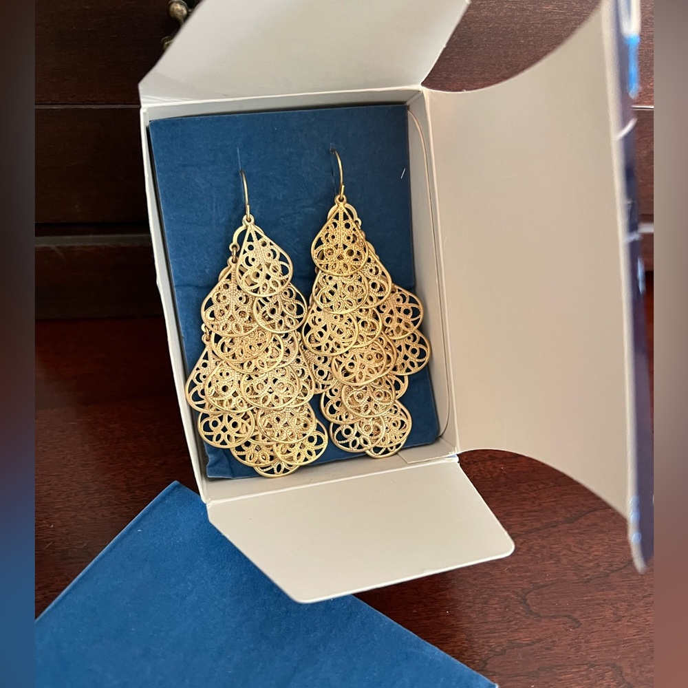 Gold Finish Chandelier Earrings